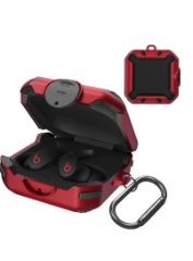 Case for Beats Fit Pro 2021 Secure Lock Protective Cover Compatible with Beats Fit Pro Earbuds Carry Switch Protector with Anti-Lost Carabiner (Red)